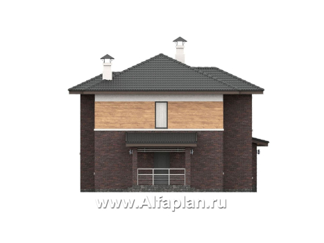 «Пифагор» - проект двухэтажного дома, планировка 3 спальни плюс кабинет, с террасой - превью фасада дома