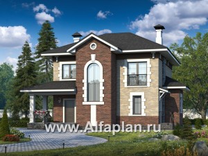 «Равновесие» - проект двухэтажного дома,открытая планировка,  с террасой, в стиле Петровское Барокко