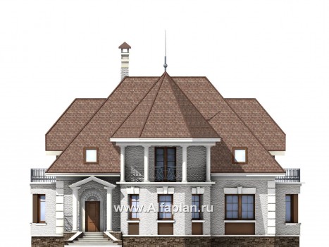 «Белта» -  проект дома из газобетона с мансардой, планировка со вторым светом в гостиной, с эркером и террасой - превью фасада дома