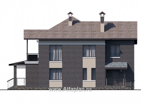 Проекты домов Альфаплан - «Голицын» — особняк с отделкой в темных тонах - превью фасада №4
