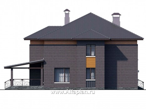 «Дунай» — проект двухэтажного дома, вилла с двусветной гостиной, баварская кладка - превью фасада дома
