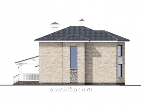 «Благополучие» - проект двухэтажного дома, с открытой планировкой, с эркером и с террасой, гараж на 1 авто - превью фасада дома