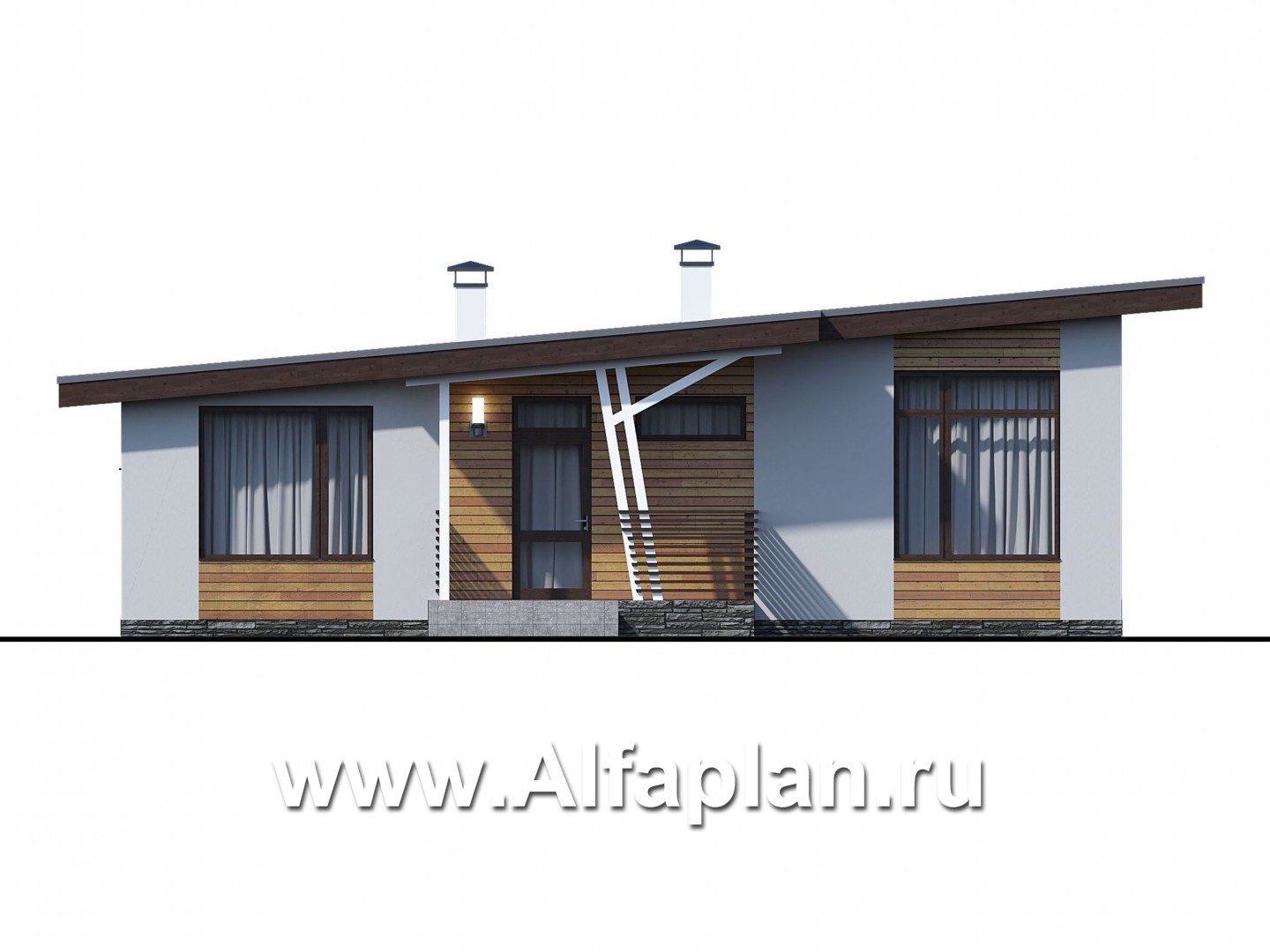 Проекты домов Альфаплан - «Вита» - загородный каркасный дом с террасой - изображение фасада №1