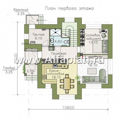 «Реверс» - проект двухэтажного дома, с четырьмя спальными комнатами - превью план дома