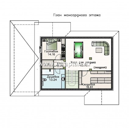 Проекты домов Альфаплан - «Айвенго» — особняк для большой семьи с жилой мансардой и гаражом - превью плана проекта №3
