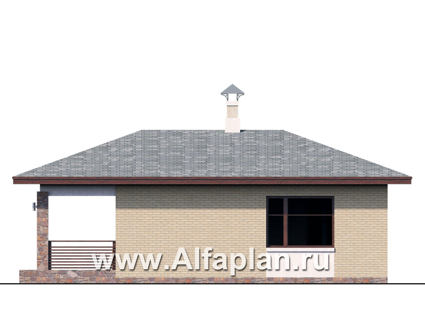 Проекты домов Альфаплан - «Виньон» - проект дачного дома с большой террасой - изображение фасада №2