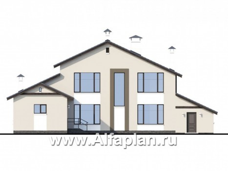 Проекты домов Альфаплан - «Альтернатива Хиггса» - современный дом с гаражом и верандой - превью фасада №4