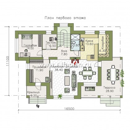 «Фрида» - проект современного двухэтажного дома, с удобной планировкой, в стиле модерн - превью план дома