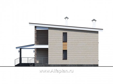 Проекты домов Альфаплан - «Эрго» - проект компактного дома 10х10м с односкатной кровлей - превью фасада №4