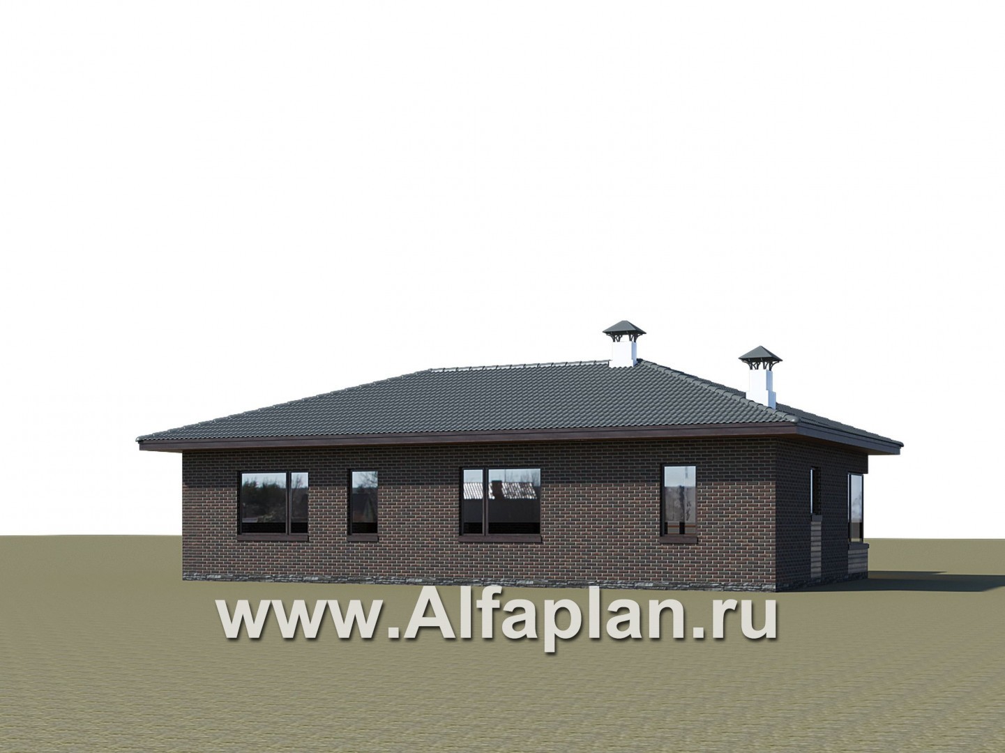 Проекты домов Альфаплан - Проект компактного одноэтажного дома с тремя спальнями - дополнительное изображение №2