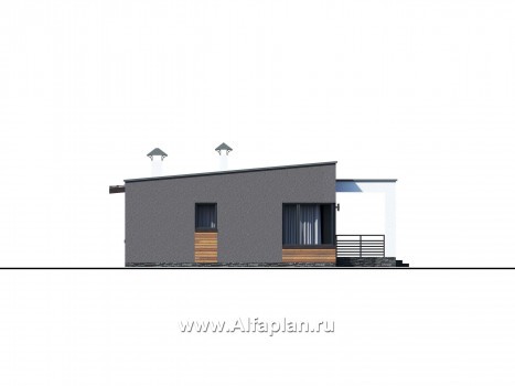 «Соната» - проект одноэтажного дома, с террасой, 3 спальни, в стиле минимализм - превью фасада дома
