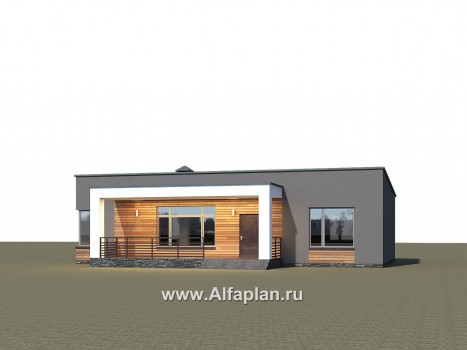 «Соната» - проект одноэтажного дома, с террасой, 3 спальни, в стиле минимализм - превью дополнительного изображения №1