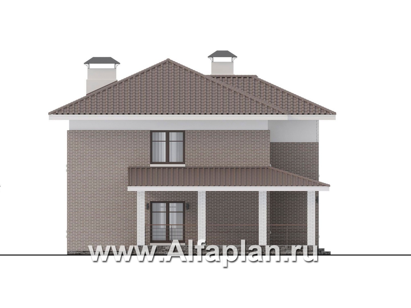 Проекты домов Альфаплан - "Вермеер" - проект двухэтажного дома с лестницей в гостиной - изображение фасада №3