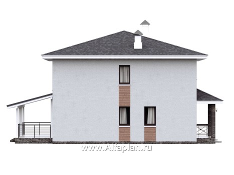 Проекты домов Альфаплан - "Антропный принцип" - проект экономичного комфортного дома из газобетона - превью фасада №3