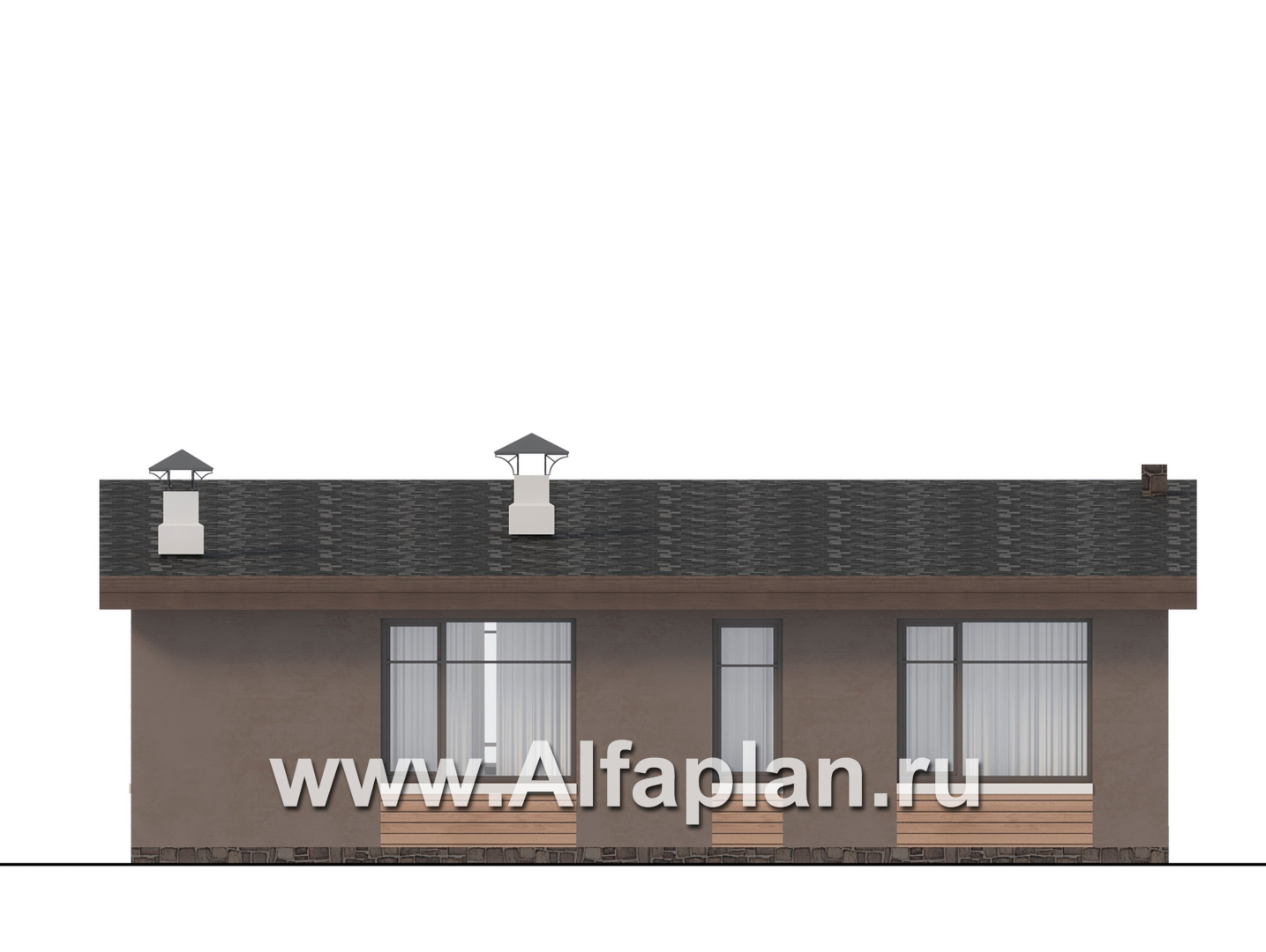 Проекты домов Альфаплан - "Талисман" - проект одноэтажного дома с односкатной кровлей - изображение фасада №4