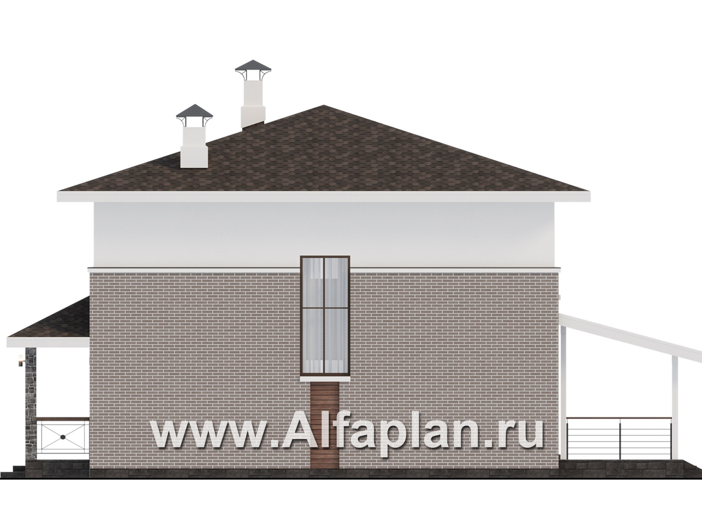 Проекты домов Альфаплан - "Остров сокровищ" - проект комфортного, простого дома из газобетона - изображение фасада №2