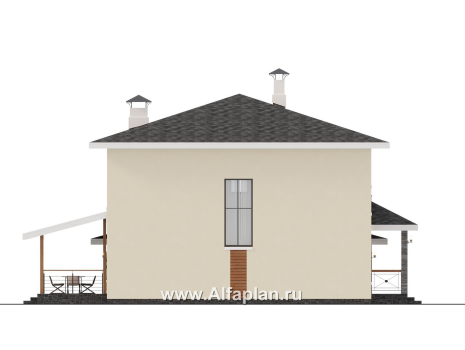 Проекты домов Альфаплан - "Остров сокровищ" - проект экономичного дома с гаражом и навесом для автомобилей - превью фасада №3