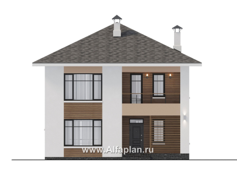 «Ладога» - проект двухэтажного дома из газобетона, в современном стиле, с террасой, отличная планировка - превью фасада дома