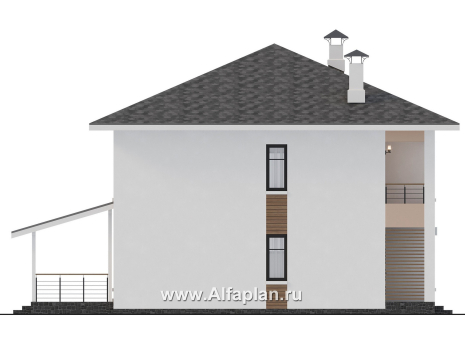 «Ладога» - проект двухэтажного дома из газобетона, в современном стиле, с террасой, отличная планировка - превью фасада дома
