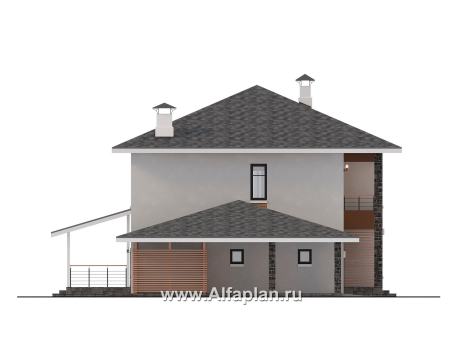 «Ладога» - проект двухэтажного дома из газобетона, в современном стиле, с террасой, планировка с гаражом - превью фасада дома