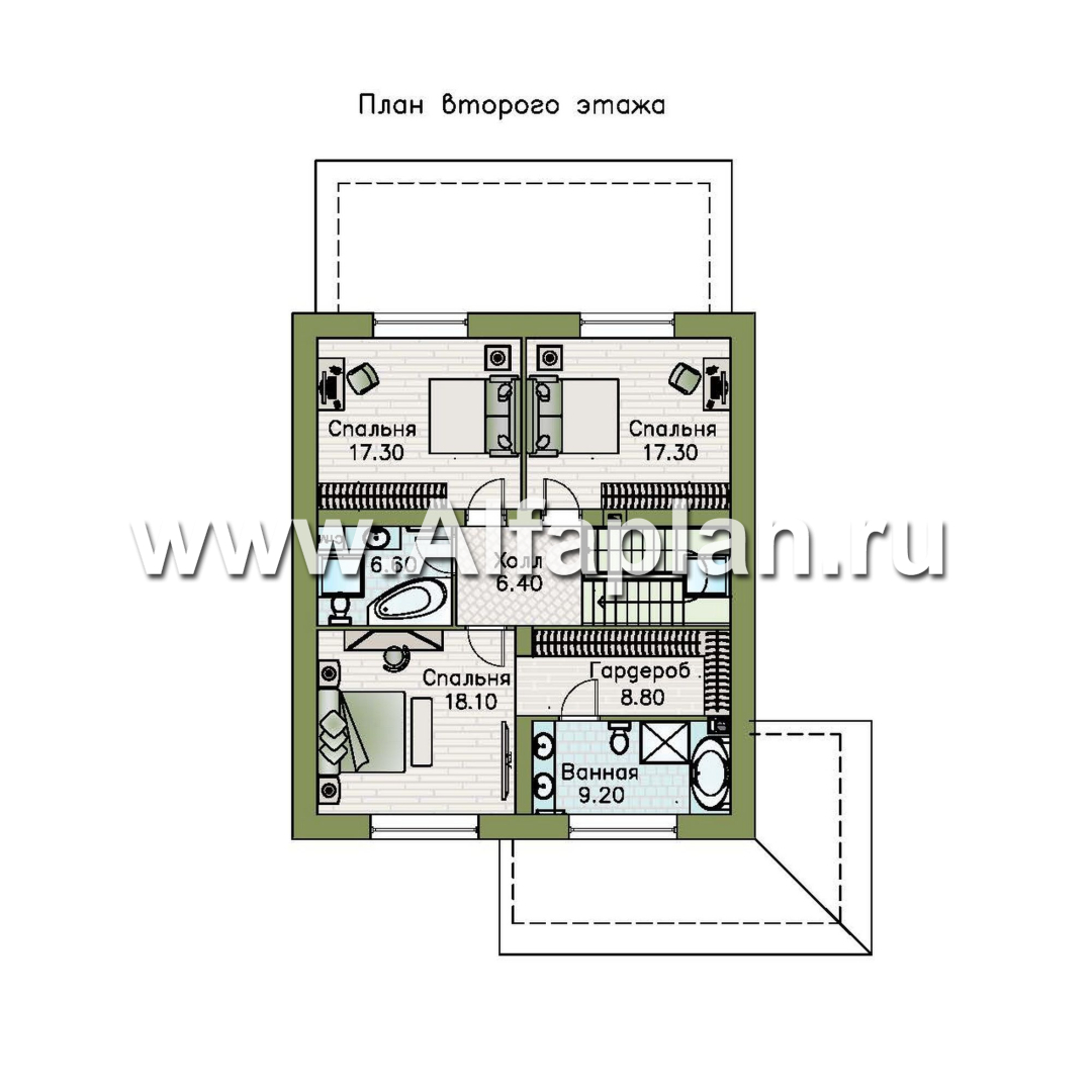 «Династия» - проект дома с мансардой, с террасой, мастер спальня - план дома