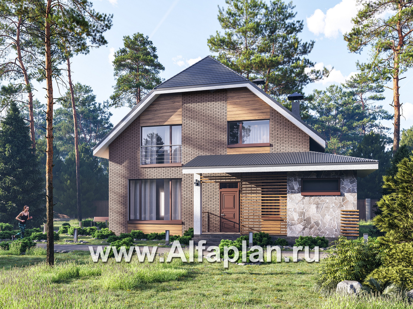 «Династия» - проект дома с мансардой, с террасой, мастер спальня - основное изображение