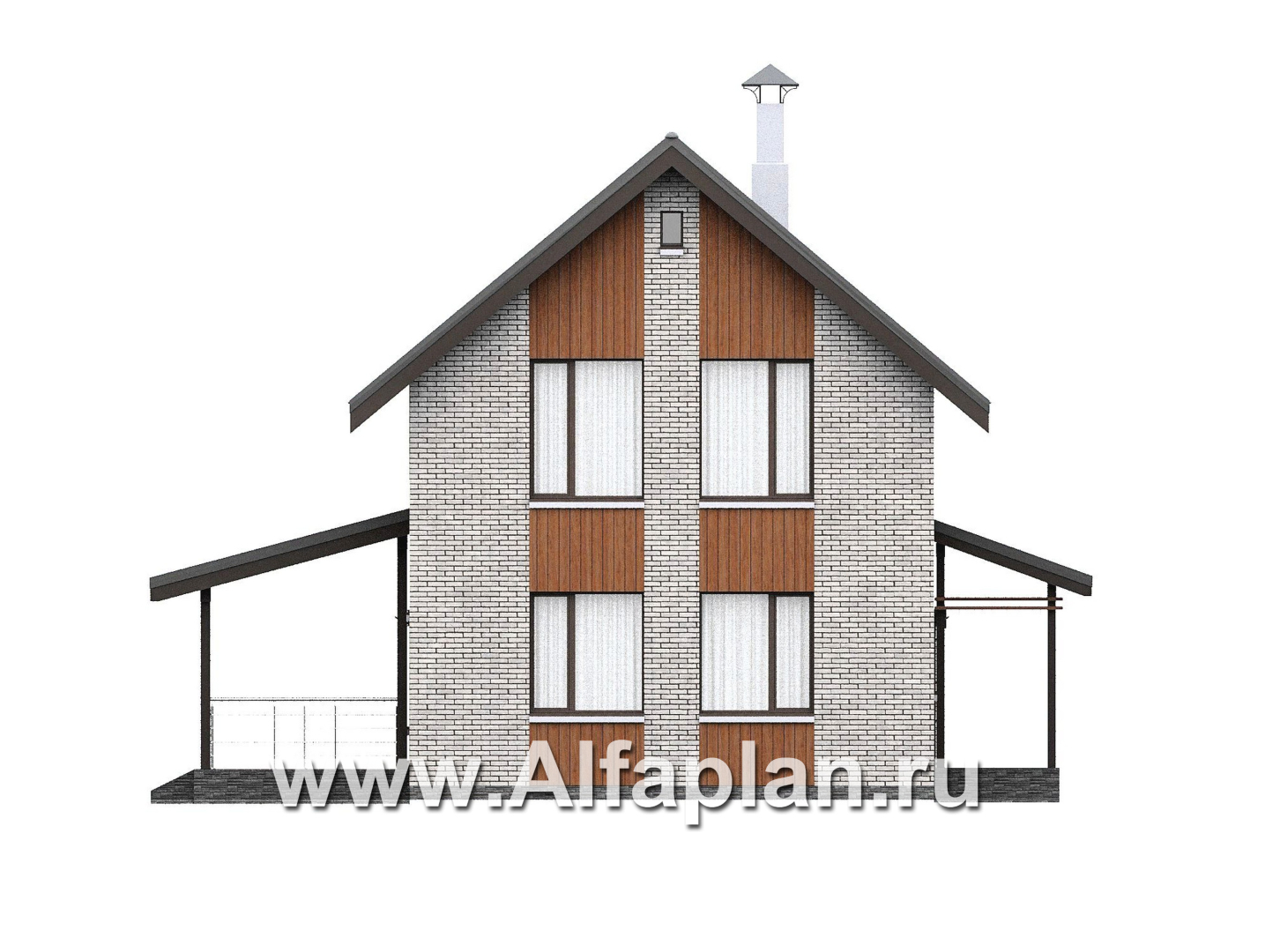 «Мой путь» - проект дома из газобетона, 2 этажа, с террасой и с 5-ю спальнями - фасад дома