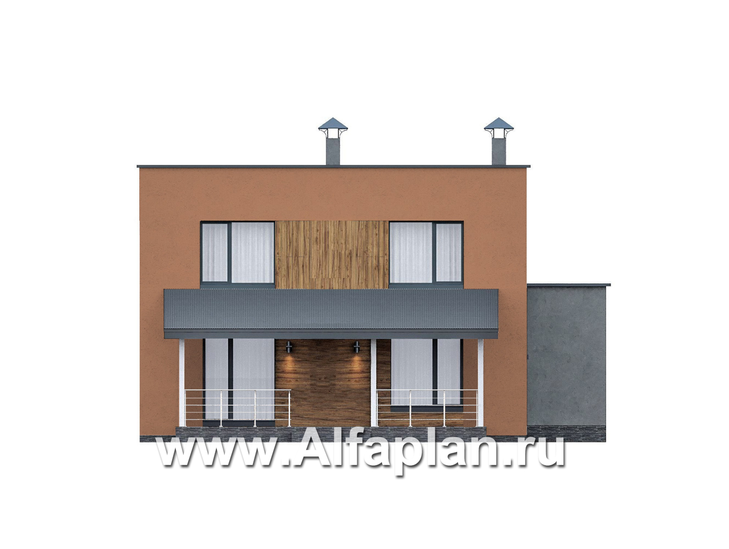 «Коронадо» - проект дома, 2 этажа, с террасой и плоской крышей, мастер спальня, в стиле хай-тек - фасад дома