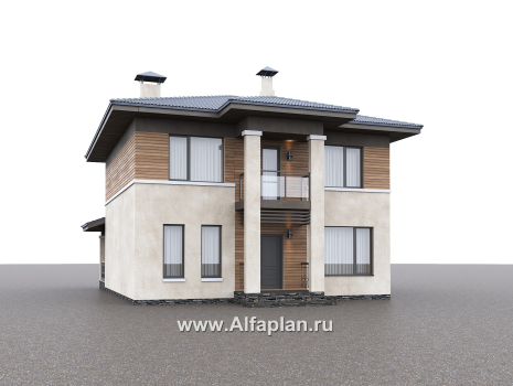 «Невада» - проект двухэтажного дома из газобетона, с террасой, в стиле Райта - превью дополнительного изображения №1