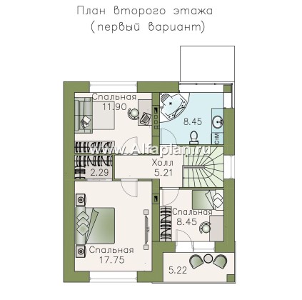 Проекты домов Альфаплан - Кирпичный дом «Серебро» для небольшой семьи - превью плана проекта №2
