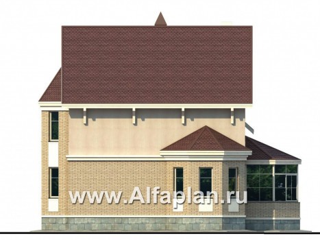 Проекты домов Альфаплан - «Успех» -двухэтажный дом  с верандой и эркером - превью фасада №2