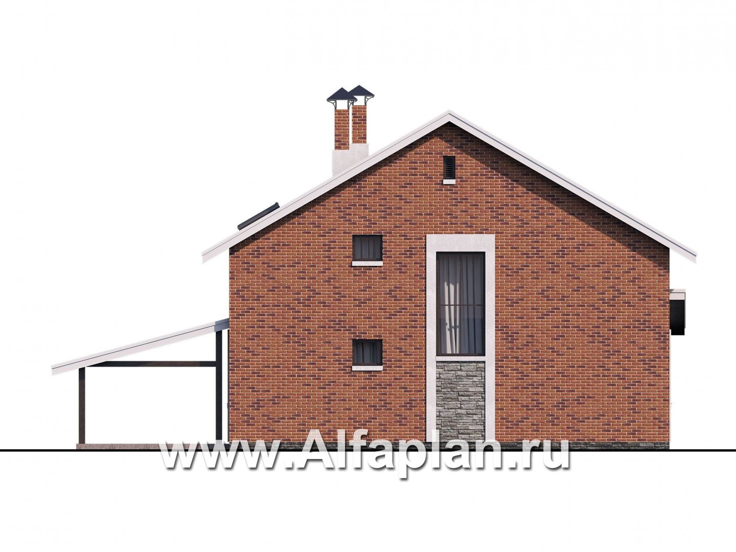 Проекты домов Альфаплан - «Ижора» - небольшой классический дом с двускатной кровлей - изображение фасада №4