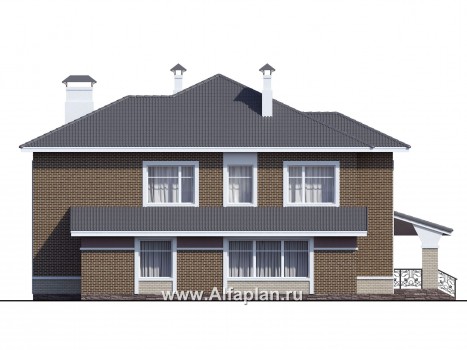 «Арно» - проект двухэтажного дома, особняк с двусветной гостиной, с террасой и сауной, с бассейном - превью фасада дома