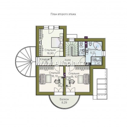 Проекты домов Альфаплан - «Новелла» - архитектурная планировка с полукруглым зимним садом - превью плана проекта №2
