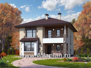 «Вереск» - проект двухэтажного дома, с эркером и с балконом, планировка дома 4 спальни площадью 19,5м2 каждая