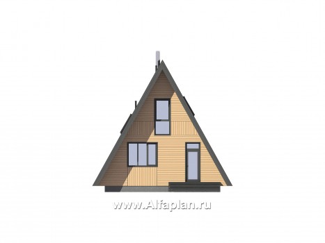 Проекты домов Альфаплан - Проект прекрасной дачи - небольшой каркасный дом-шалаш - превью фасада №4