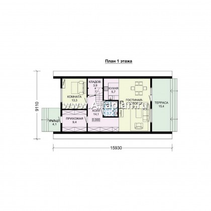 Проекты домов Альфаплан - Проект прекрасной дачи - небольшой каркасный дом-шалаш - превью плана проекта №1