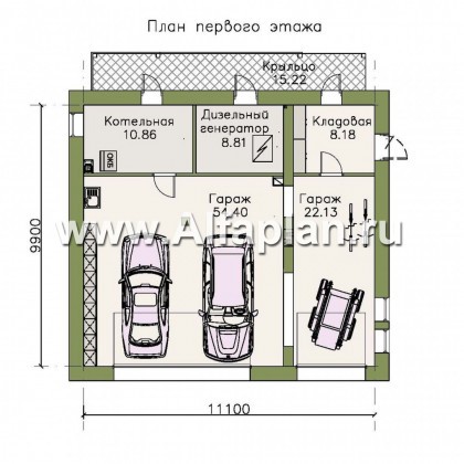 Проект вспомогательного дома, гостевой дом и гараж на 3 авто - превью план дома