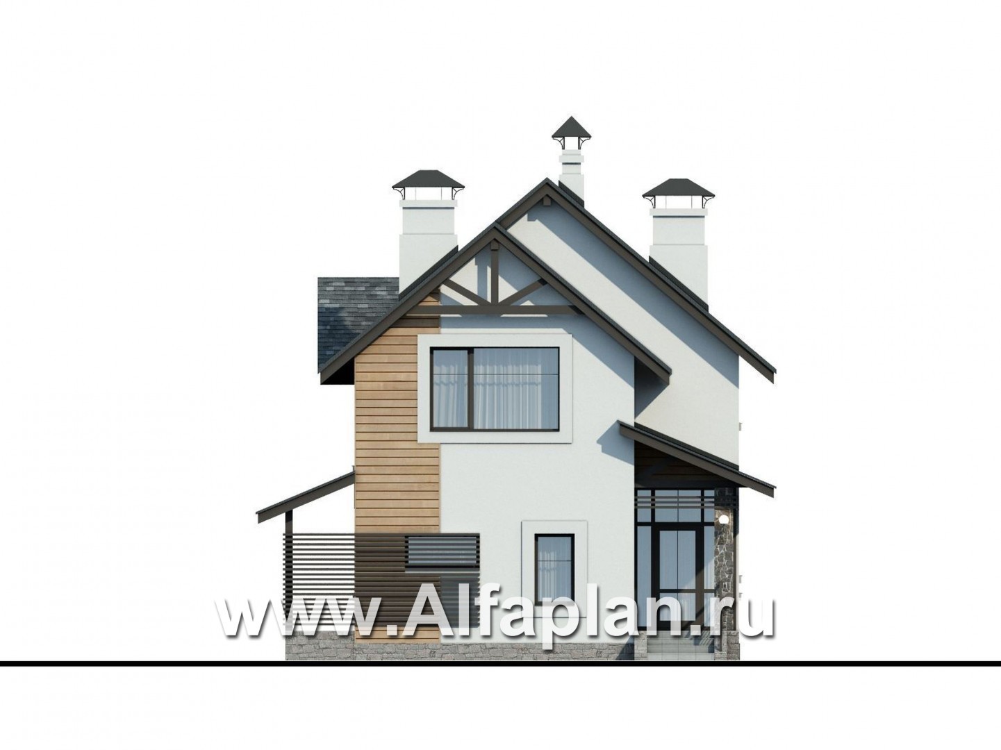 Проекты домов Альфаплан - «Гольфстрим» - дом для очень узкого участка - изображение фасада №1