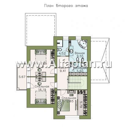 «Золушка» - проект дома с мансардой, с террасой, в стиле Петровское барокко - превью план дома