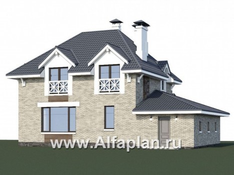 Проекты домов Альфаплан - «Медея» - компактный дом с верандой на главном фасаде - превью дополнительного изображения №1
